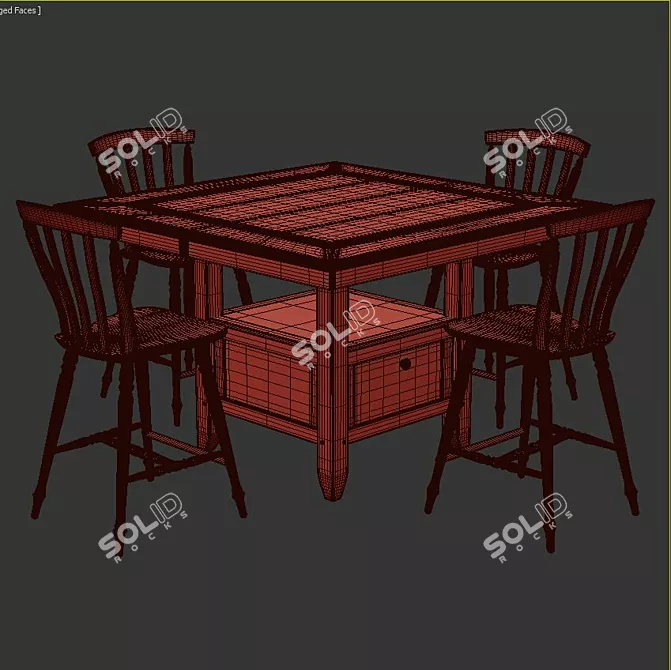 Elegant Cher 5 Piece Dining Set 3D model image 3