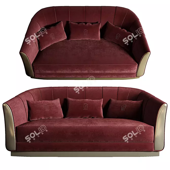 37% OFF Minotti Giglio: Red Velvet Sofa 3D model image 1