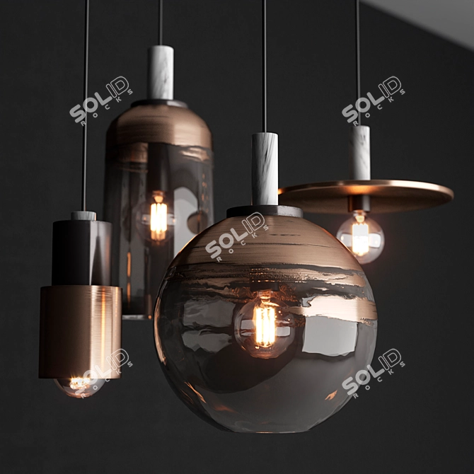 HAUSI LightBrass Pendant Set 3D model image 2