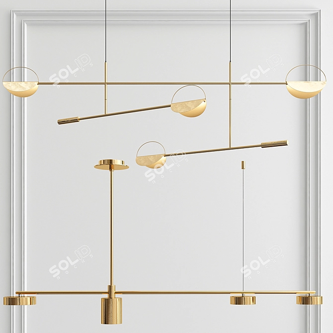 Sleek Linear Shape Pendants - 3 Varieties 3D model image 2