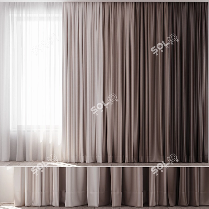Silk Atlas Curtains & Sheers - 4 Color Options 3D model image 1
