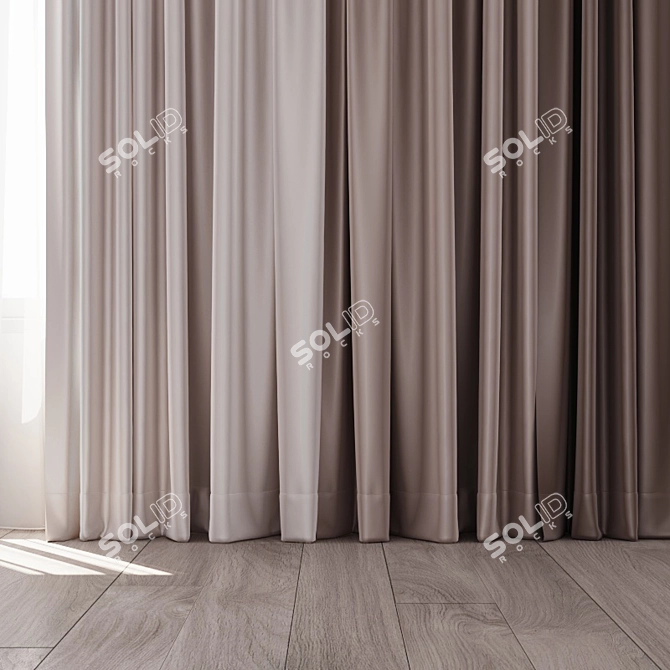 Silk Atlas Curtains & Sheers - 4 Color Options 3D model image 2