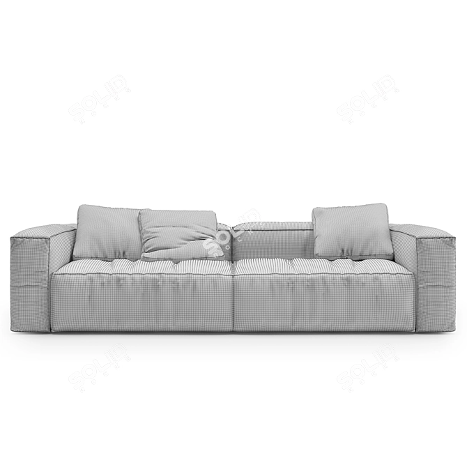 KraftBloom Wooden Sofa: 320x127x85cm 3D model image 2