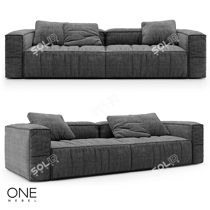 KraftBloom Wooden Sofa: 320x127x85cm 3D model image 3