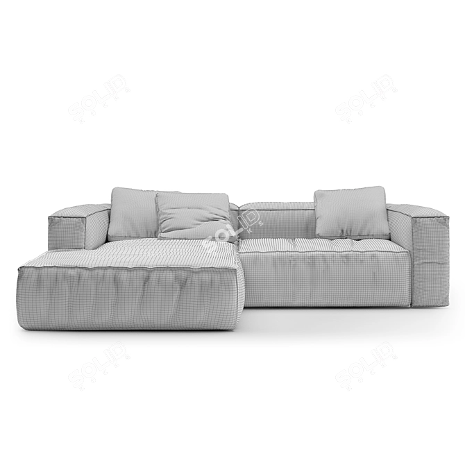 OM KRAFT 2: Elegant Wood and Fabric Sofa 3D model image 2