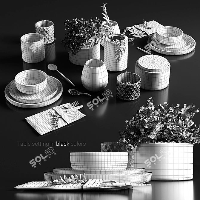 Industrial Noir Table Setting 3D model image 3