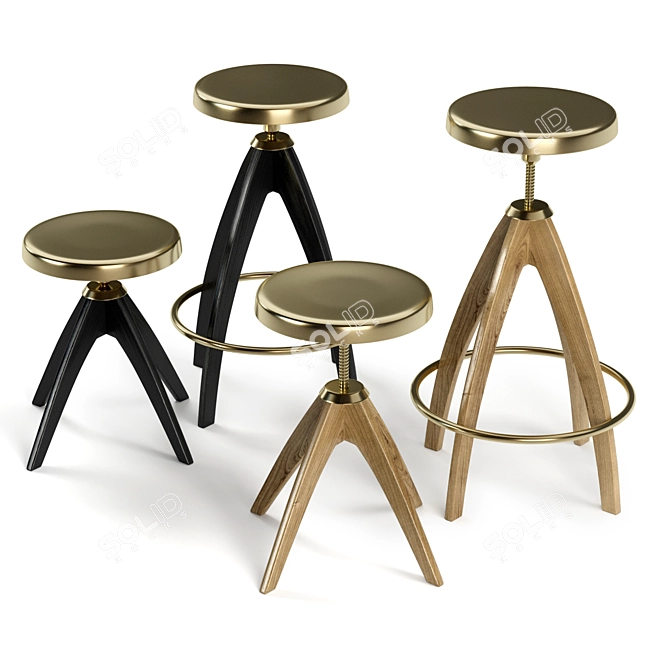 Ghidini1961 Leporello: Elegant Brass Stool 3D model image 1