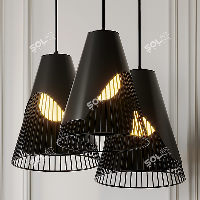 Sleek Hyperbola Pendant Light 3D model image 1