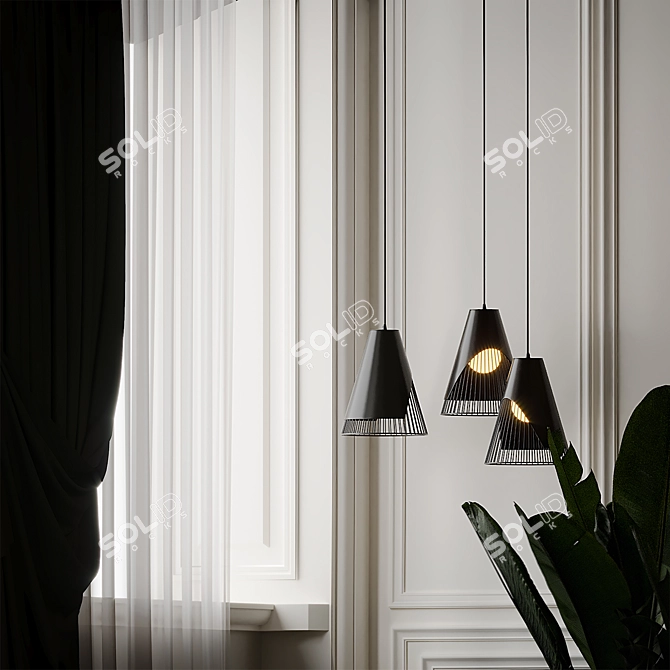 Sleek Hyperbola Pendant Light 3D model image 4