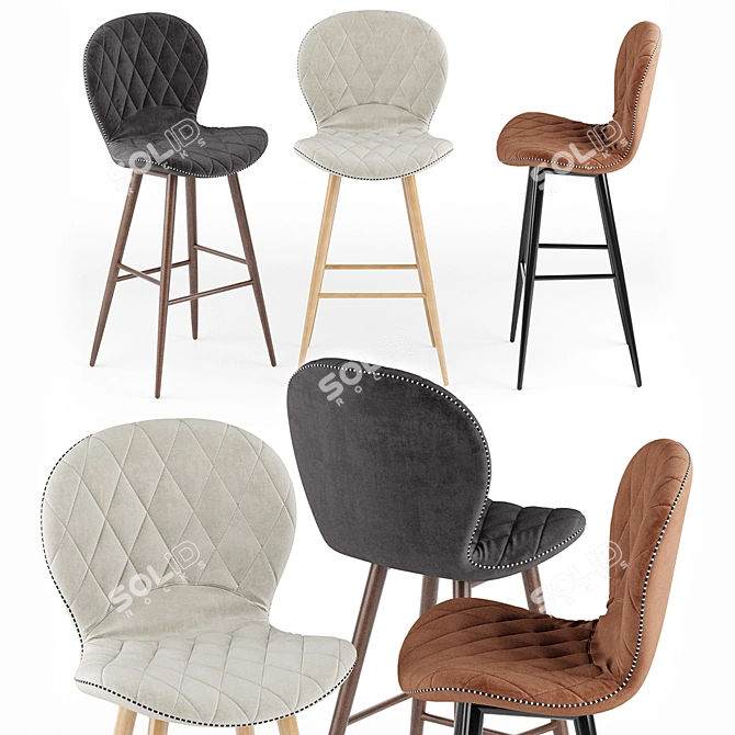 Sleek Hiro Bar Chair 3D model image 1