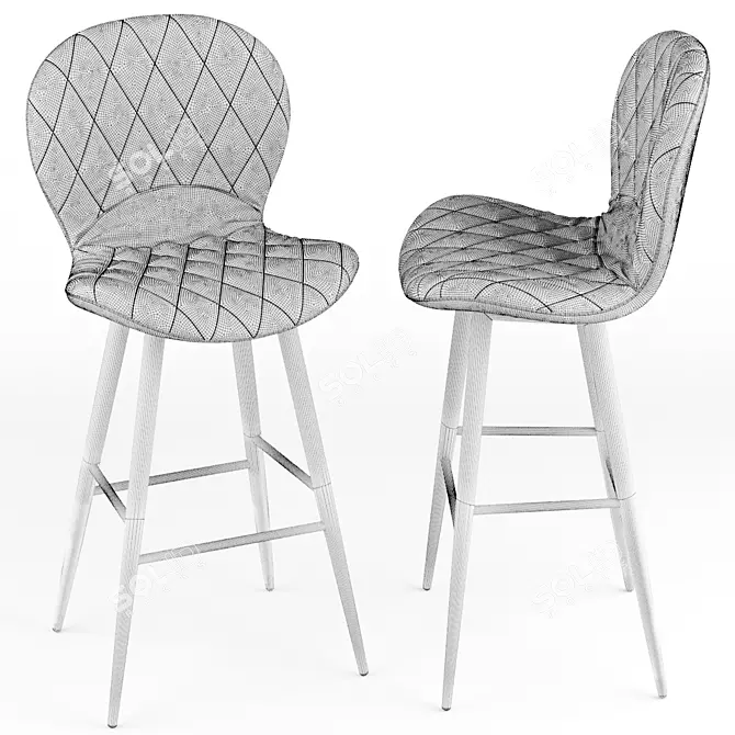 Sleek Hiro Bar Chair 3D model image 3
