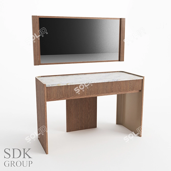 Briotti Makeup Table & Mirror Set 3D model image 1