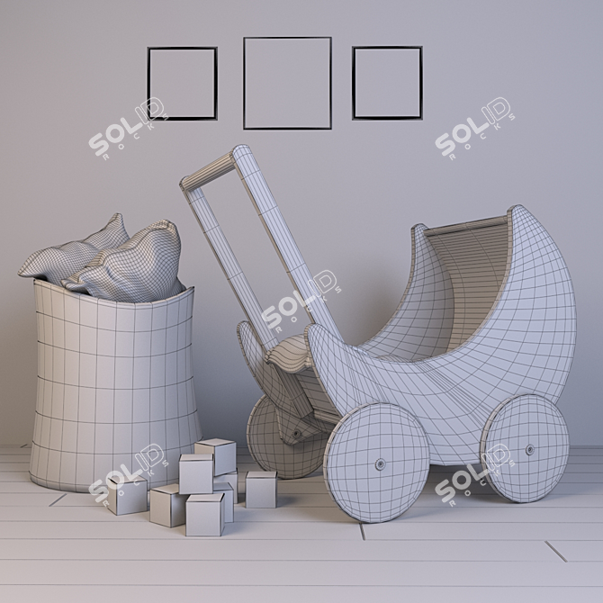 2015 Pram Set for Kids 3D model image 2