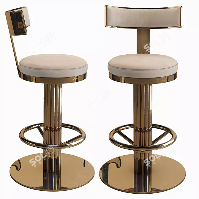 Golden Swivel Counter Chair 3D model image 1