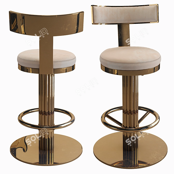 Golden Swivel Counter Chair 3D model image 2