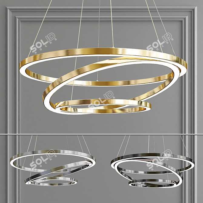 Chic Aluminium LED Chandelier 3D model image 1