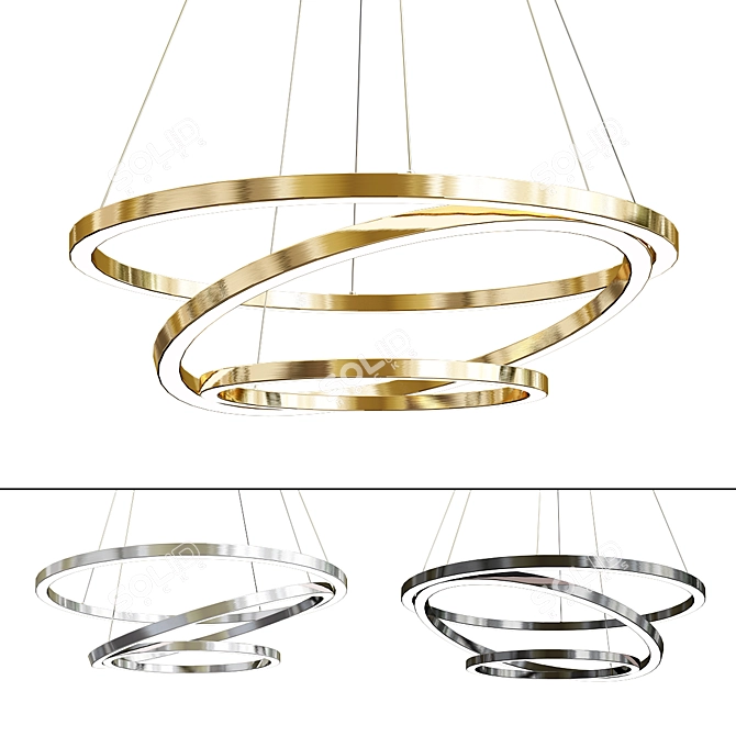 Chic Aluminium LED Chandelier 3D model image 2