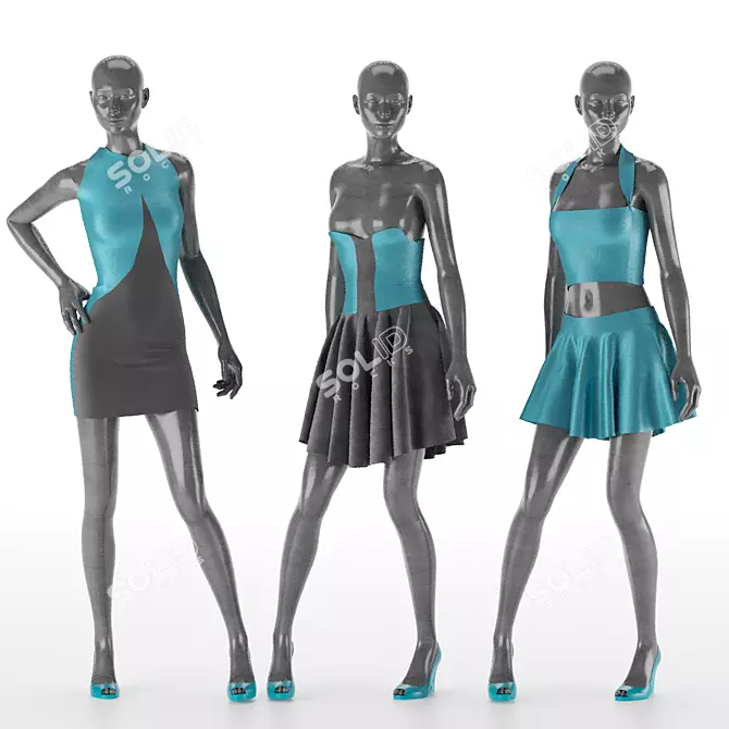 Marvelous Designer Women's Dress Set 3D model image 1