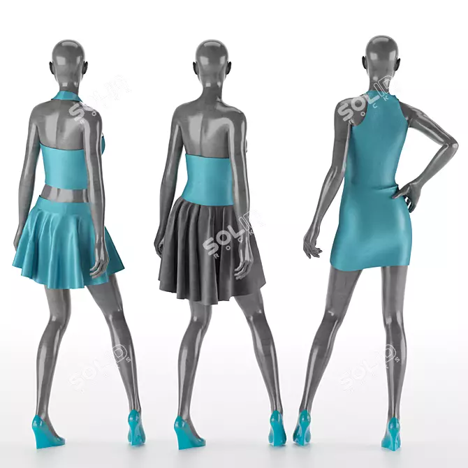 Marvelous Designer Women's Dress Set 3D model image 2