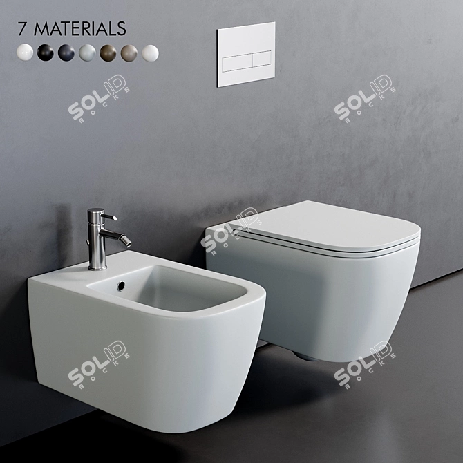 Italian Elegance: Quadra Wall-Hung WC 3D model image 1