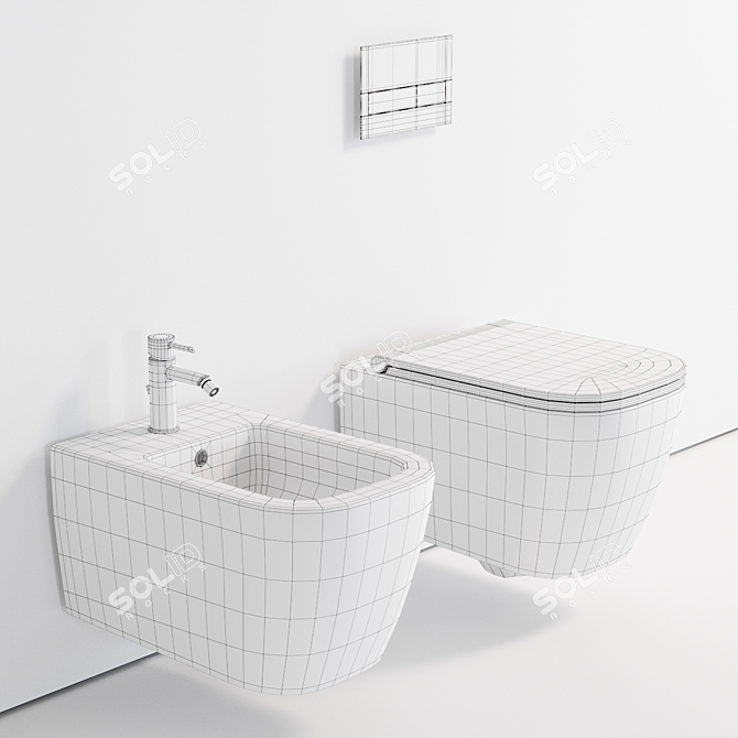 Italian Elegance: Quadra Wall-Hung WC 3D model image 3