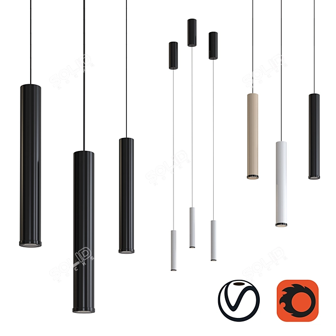 Elegant Black Pendant Lamp: Milana 3D model image 1
