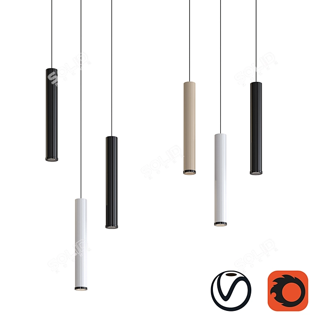 Elegant Black Pendant Lamp: Milana 3D model image 2