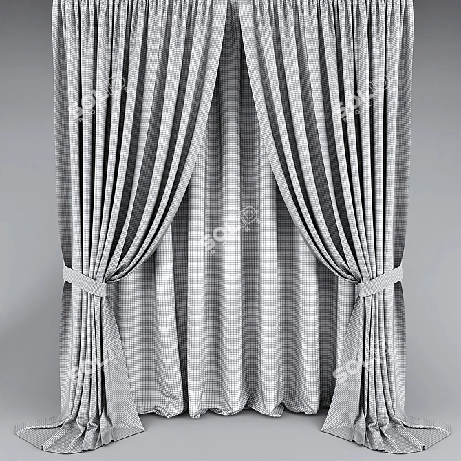 Elegant Lace Curtain 3D model image 2