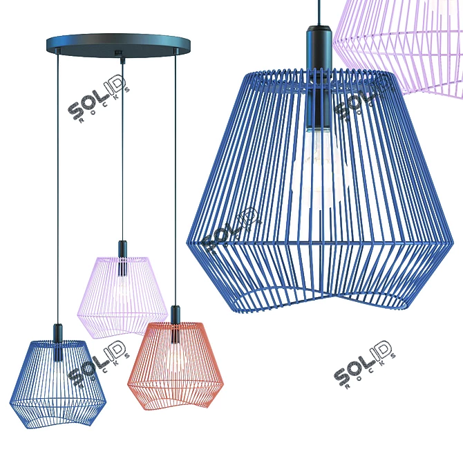 Scandi Steel Pendant Lamp 3D model image 1