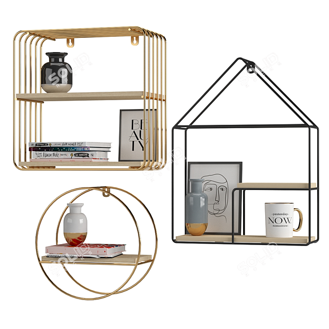 Metal Decorative Shelving Set 3D model image 1