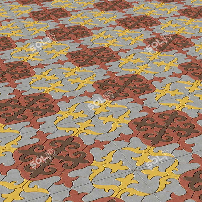 Kazakh Ornamental Paving Stones 3D model image 2