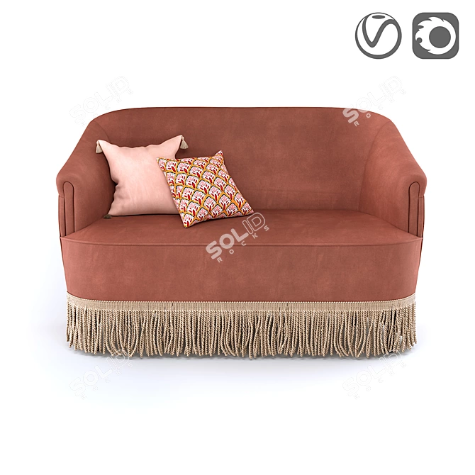 Vintage Velvet Sofa - Ramona 3D model image 1
