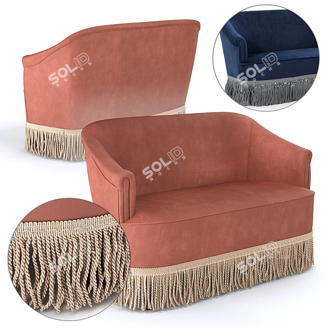 Vintage Velvet Sofa - Ramona 3D model image 2