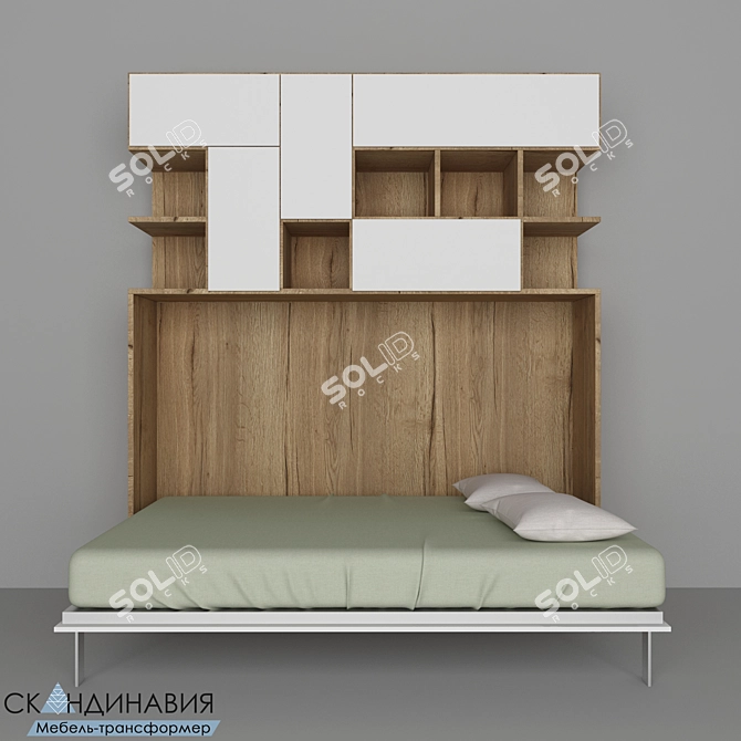 Skandinaviya Horizontal Wardrobe-Bed Transformer 3D model image 3