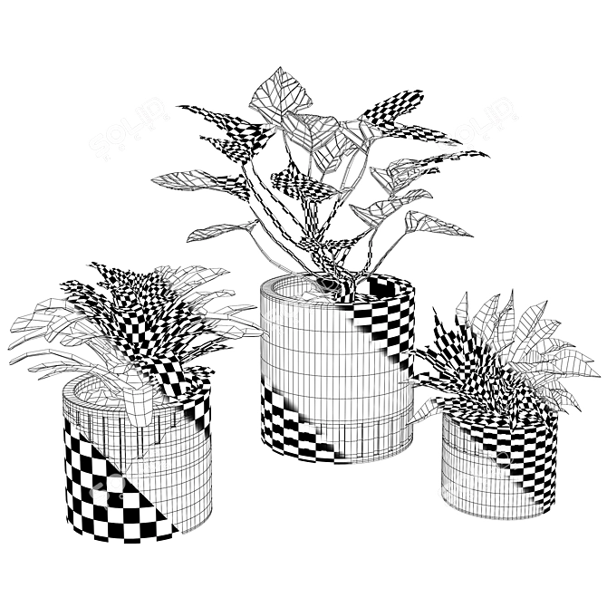 Modern Concrete Planters Set 3D model image 3