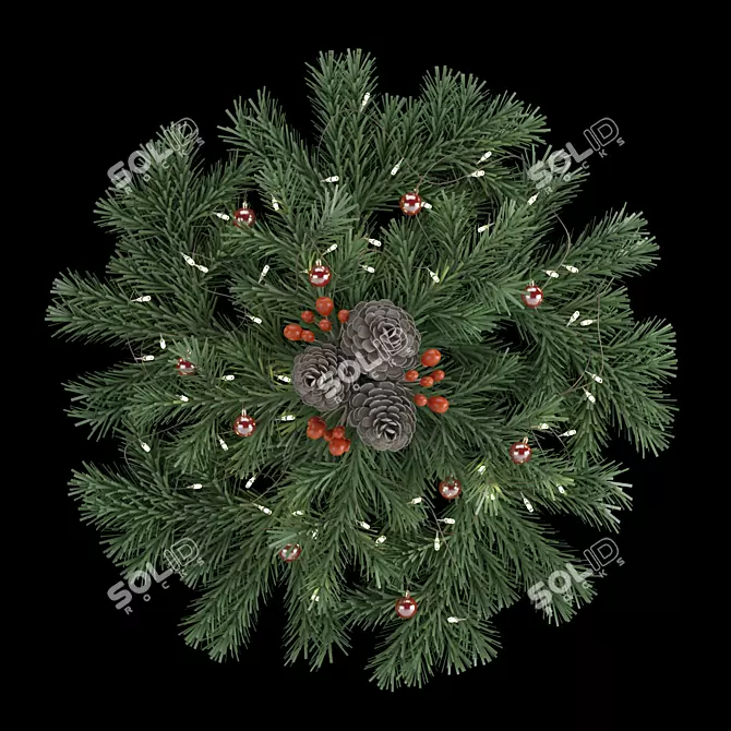 Festive Christmas Wreath Decor 3D model image 1