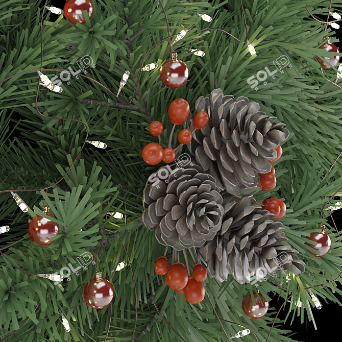 Festive Christmas Wreath Decor 3D model image 2