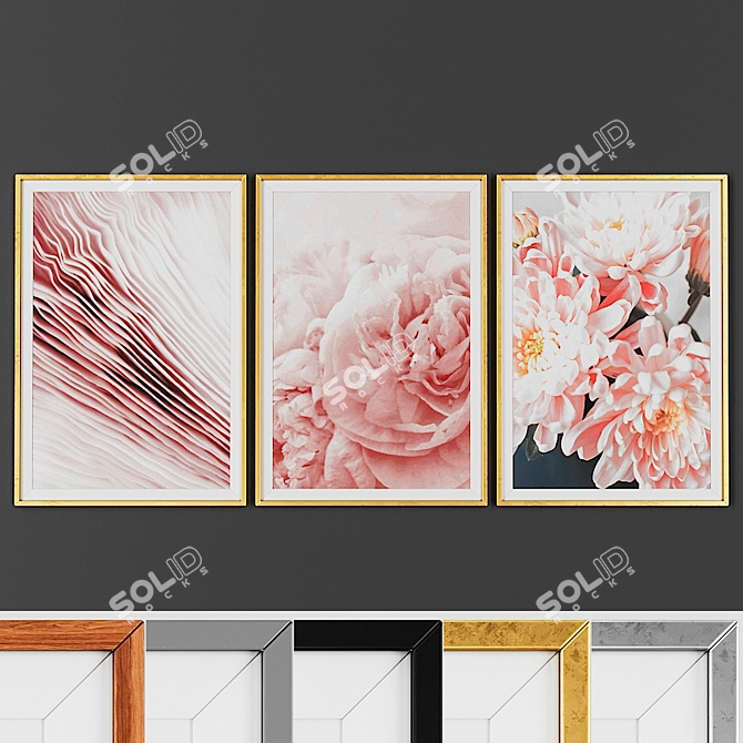 Elegant Frame Set: 3 Pictures 3D model image 1