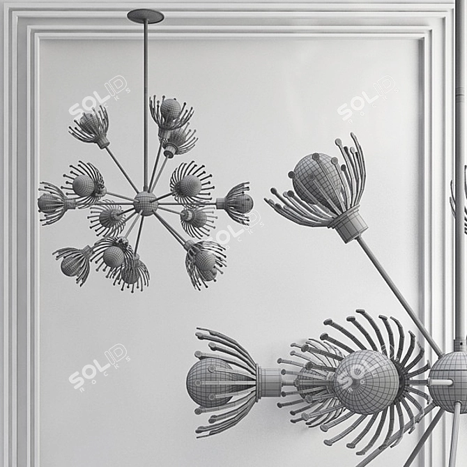 Vintage Silver Murphy Chandelier 3D model image 3