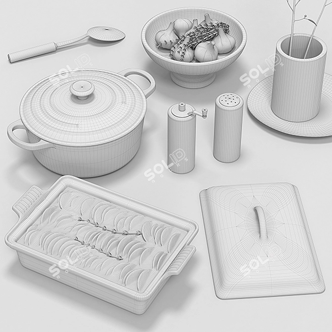 Kitchen Essentials Set 3D Model 3D model image 3