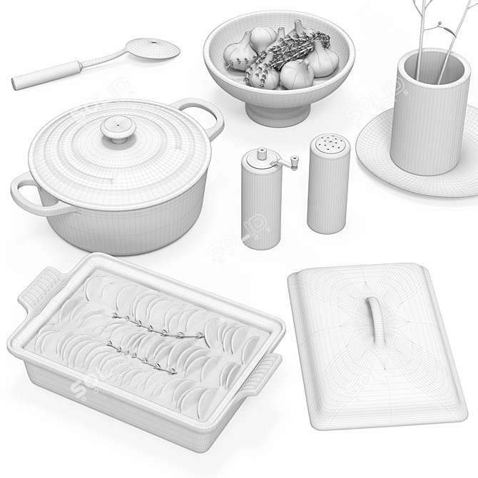 Kitchen Essentials Set 3D Model 3D model image 8