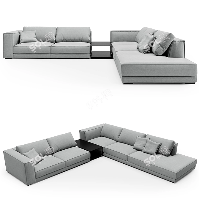 OM LOCARNO: Stylish Wooden Sofa 3D model image 1