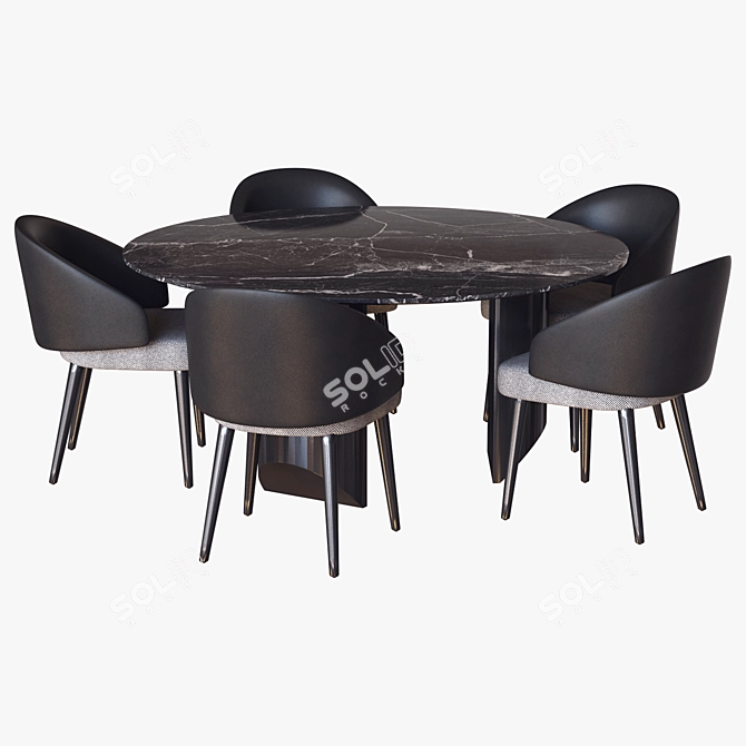 Minotti Lawson Chair & Wedge Table 3D model image 1