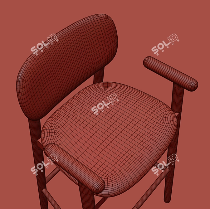 Elegant Beechwood Bar Chair 3D model image 3