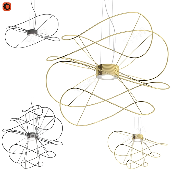 Unique Title: Elegant LED Pendant Lamp - Hoops 3D model image 1