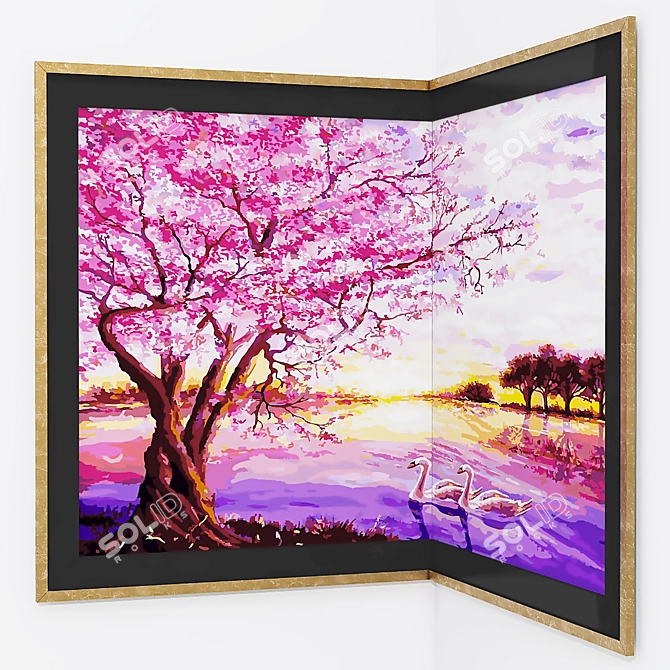 Elegant Angle Framed Artwork 3D model image 1