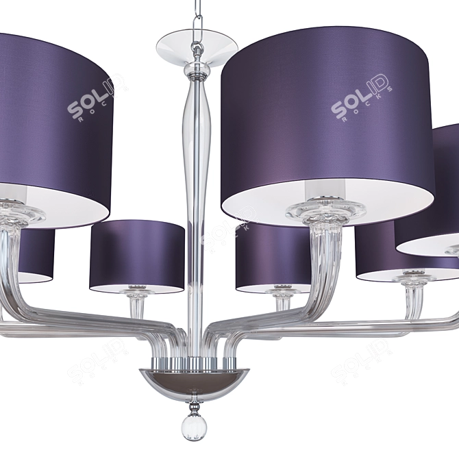 Czarina Glass Chandelier with Purple Satin Shade 3D model image 2