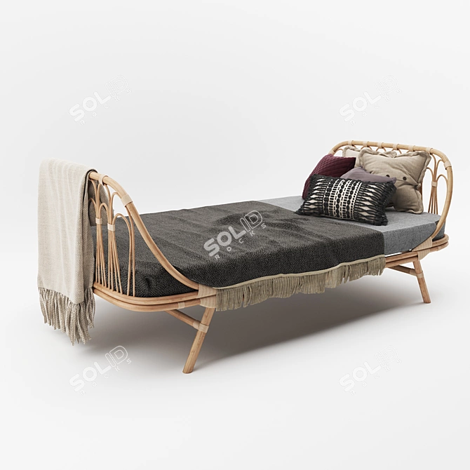 Eco Rattan Day Bed - Natural 3D model image 1
