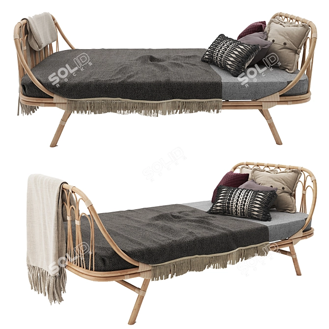 Eco Rattan Day Bed - Natural 3D model image 2