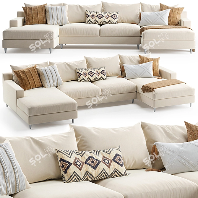 Sloan U-Sectional Sofa: Modern Elegance for Any Space 3D model image 1